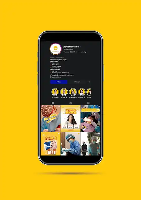 Mockup of Joy Dental on Instagram